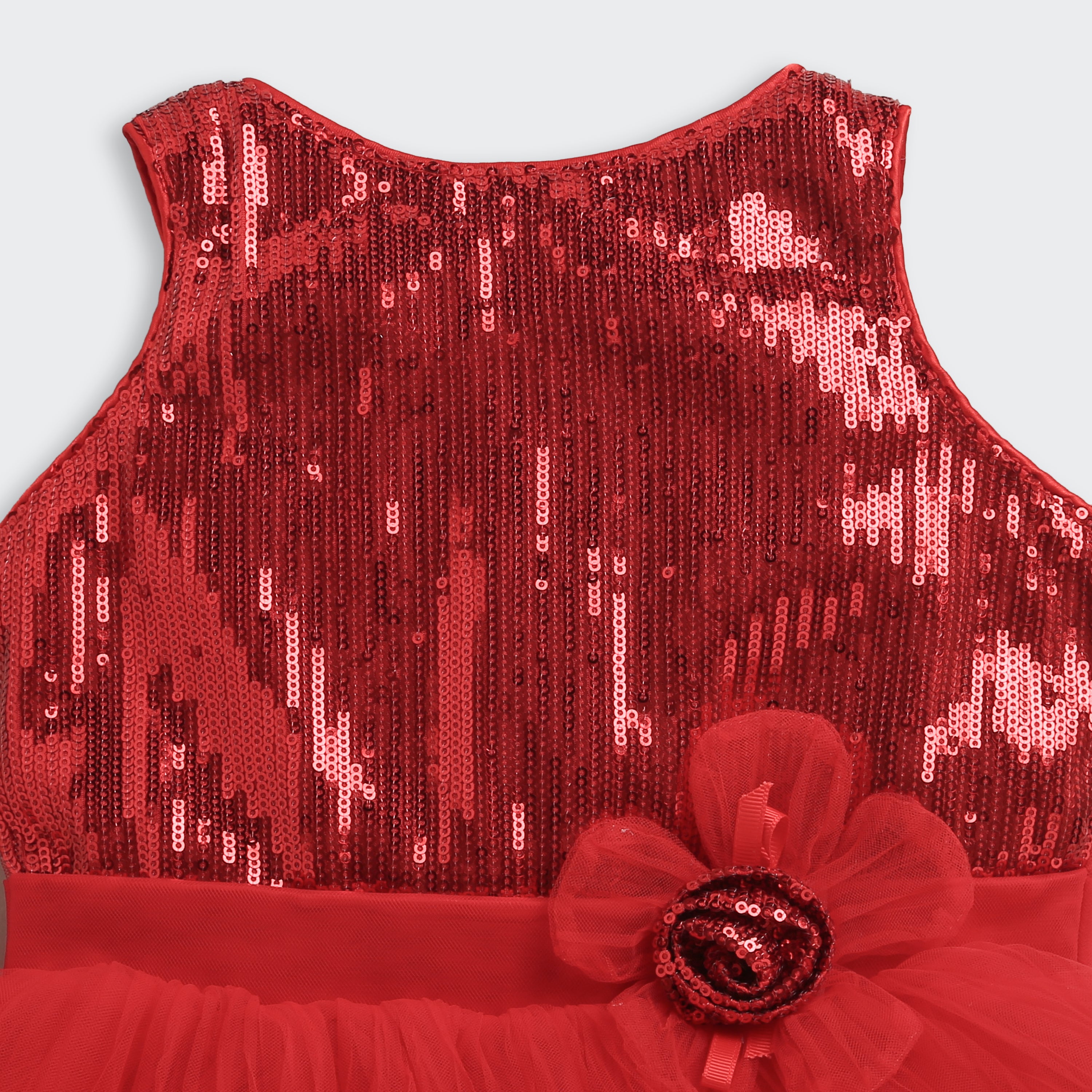Sparkly Princess Red Sequin & Tulle Layered Dress F628