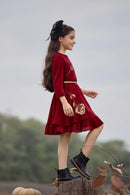 Tiny Girl Maroon Floral Party Dress – Elegant Western Wear India