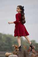 Tiny Girl Maroon Floral Party Dress – Elegant Western Wear India