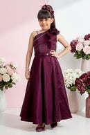 Maroon One-Shoulder Party Wear Gown G383