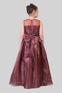 Tiny Girl Rosewood Satin Party Gown for Girls
