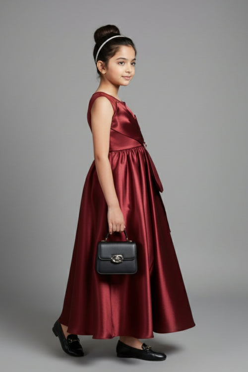 Rosewood Satin Party Gown G411