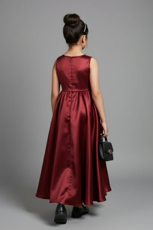 Rosewood Satin Party Gown G411
