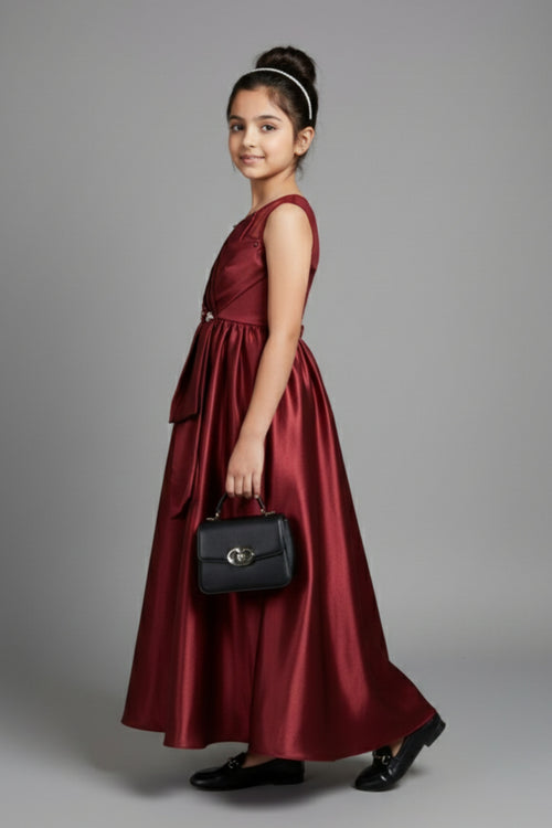 Rosewood Satin Party Gown G411