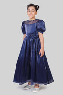 TinyGirls Navy Blue Long Gown – Premium Party & Occasion Wear