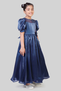 TinyGirls Navy Blue Long Gown – Premium Party & Occasion Wear