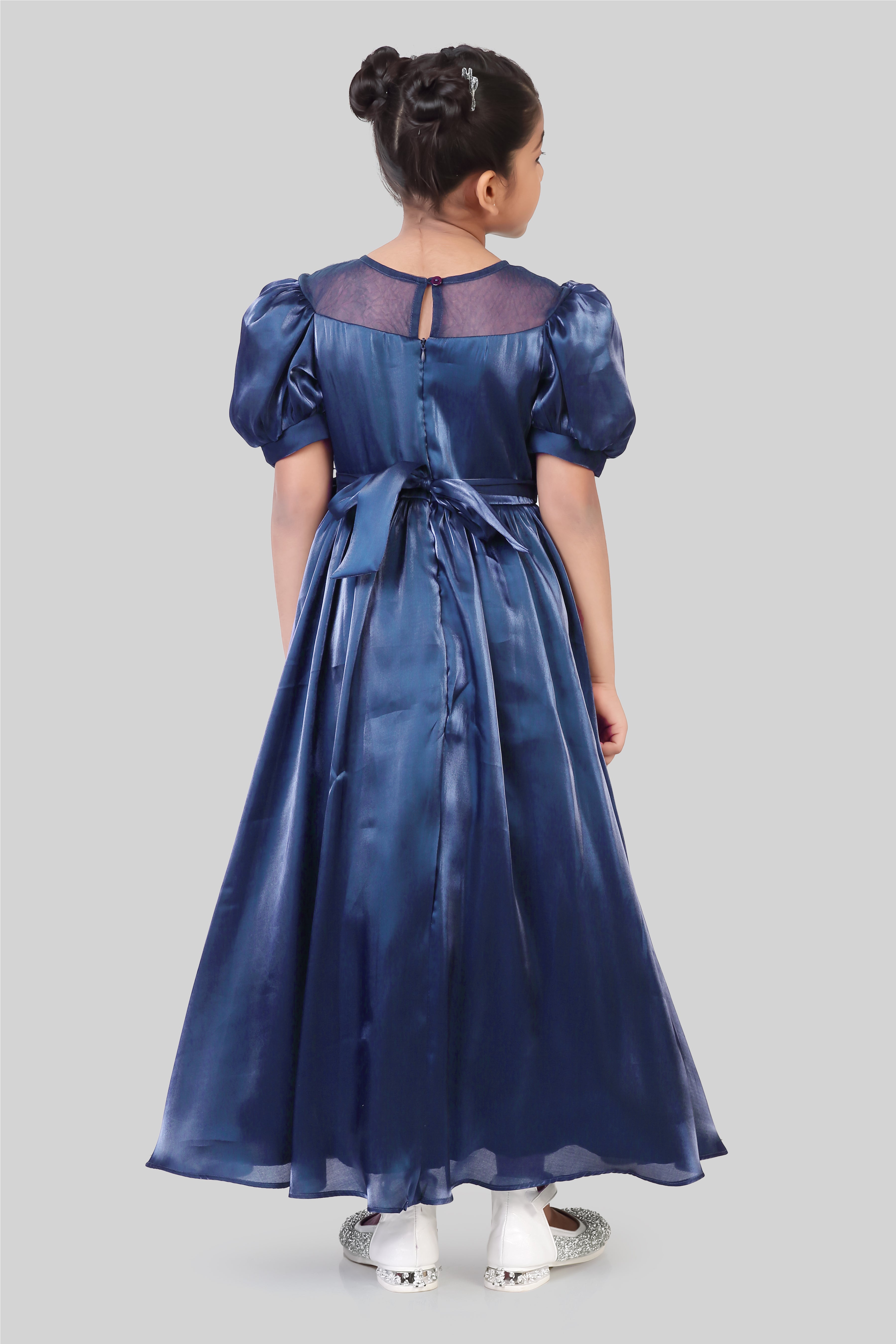 TinyGirls Navy Blue Long Gown – Premium Party & Occasion Wear