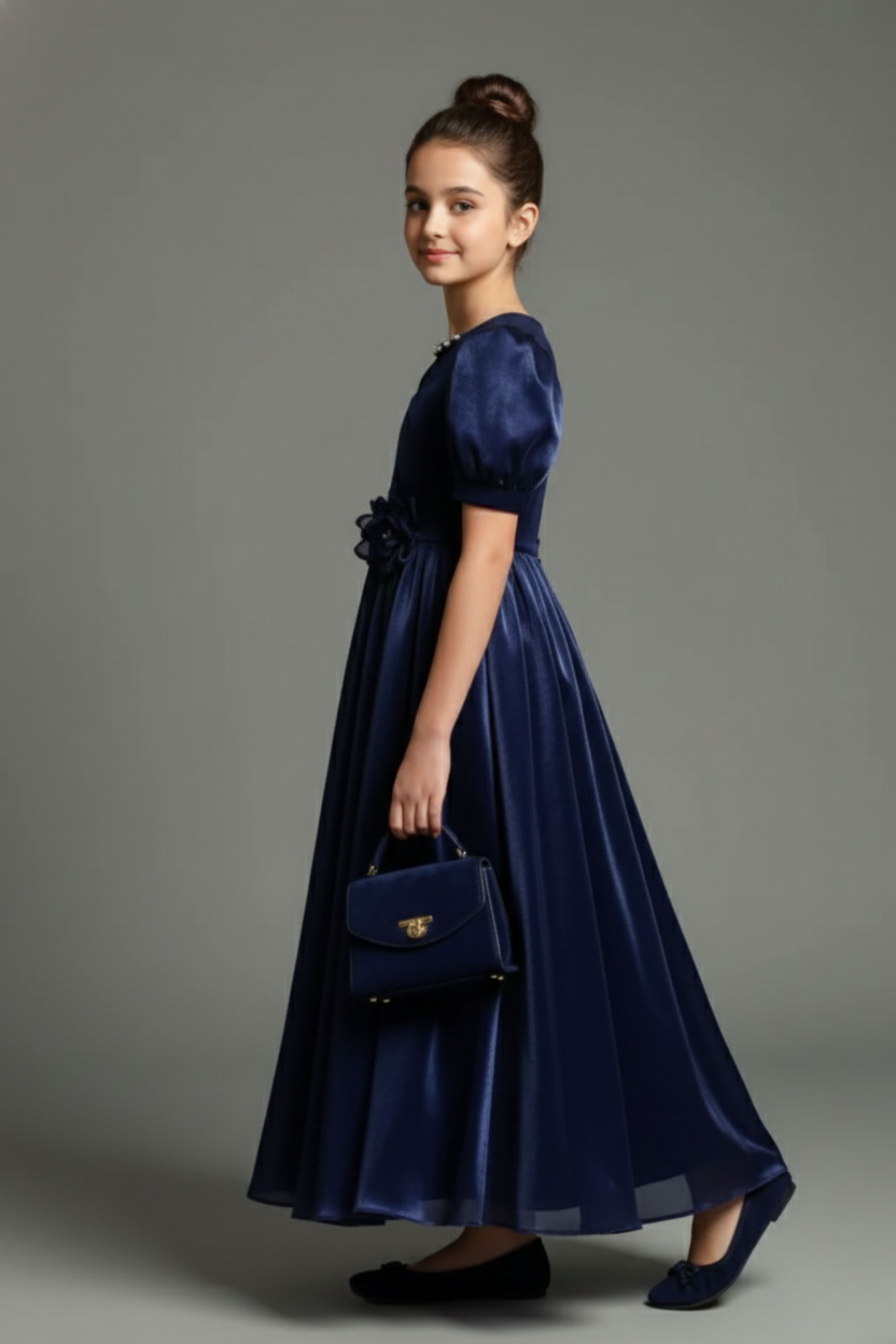 Tiny Girl Navy Blue Long Gown – Premium Party & Occasion Wear