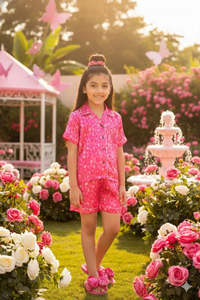 Barbie Pink Printed Satin Nightwear Set | Trendy Girls Outfit Online | Kids