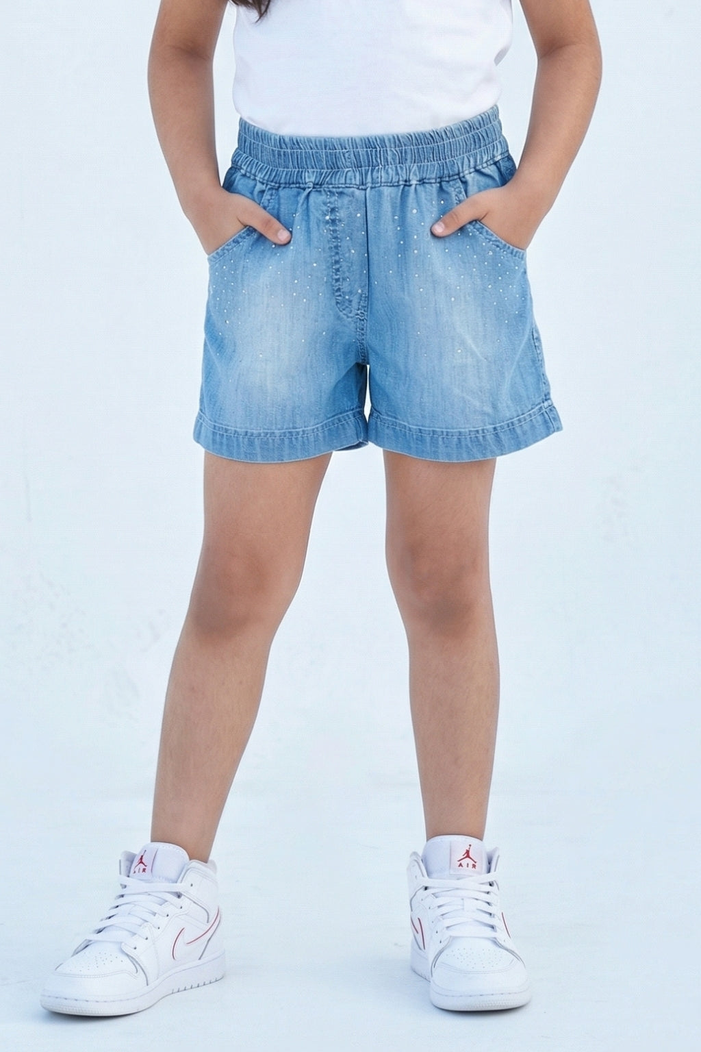 Girls Studded Denim Shorts H1033