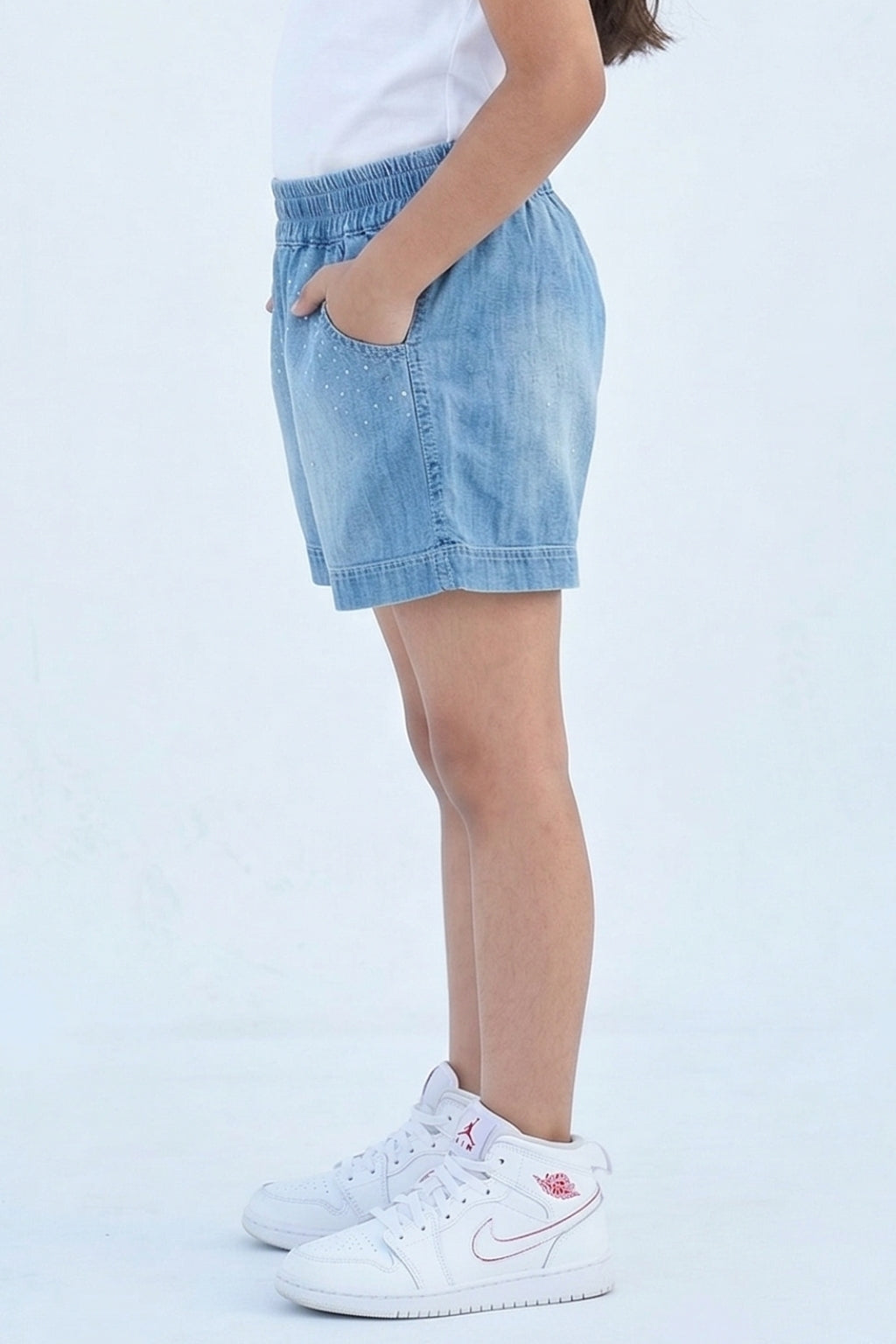 Girls Studded Denim Shorts H1033
