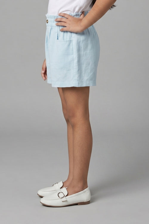 Powder Blue Shorts With Pockets H1036