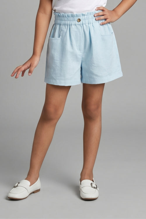 Powder Blue Shorts With Pockets H1036