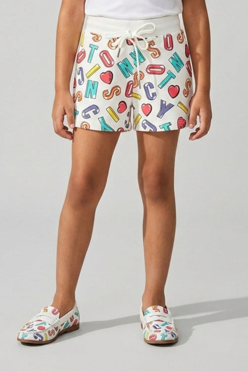White Print Shorts H873