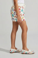 White Print Shorts H873