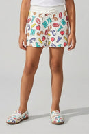 Playful White Print Shorts H873