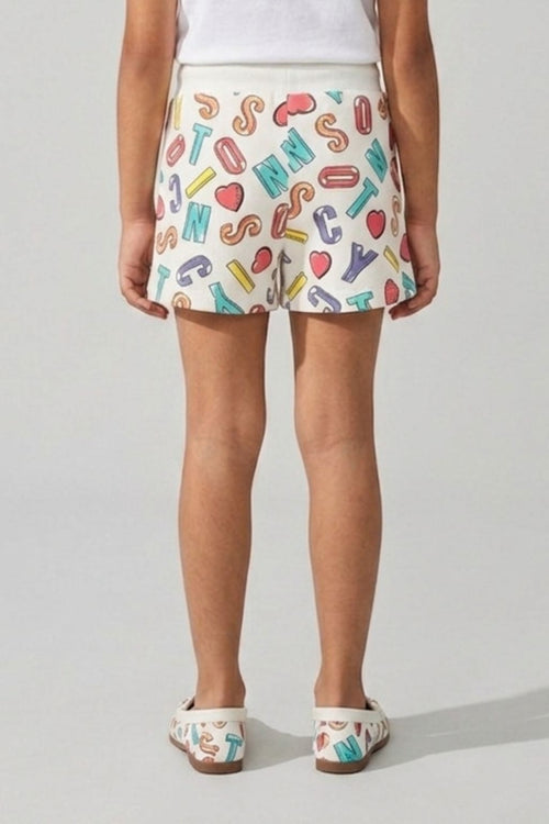 White Print Shorts H873