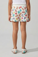Playful White Print Shorts H873