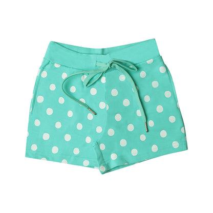Green Small Dots Printed Shorts In Regular Fit