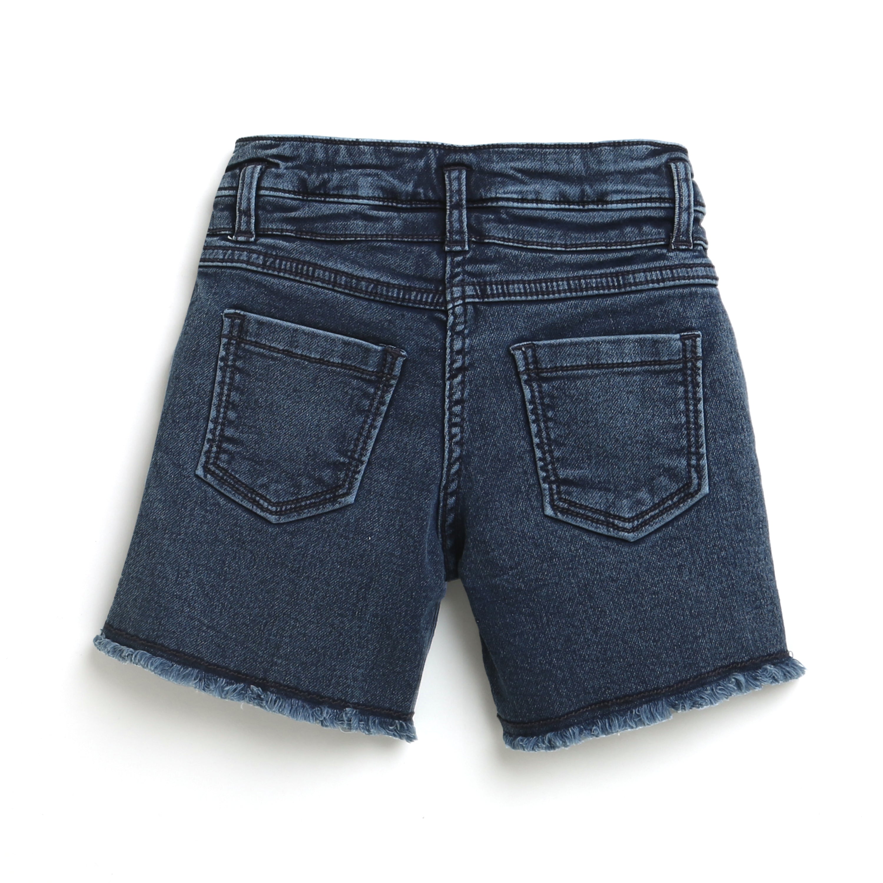 Dark Blue Denim Shorts – Cool Distressed Look