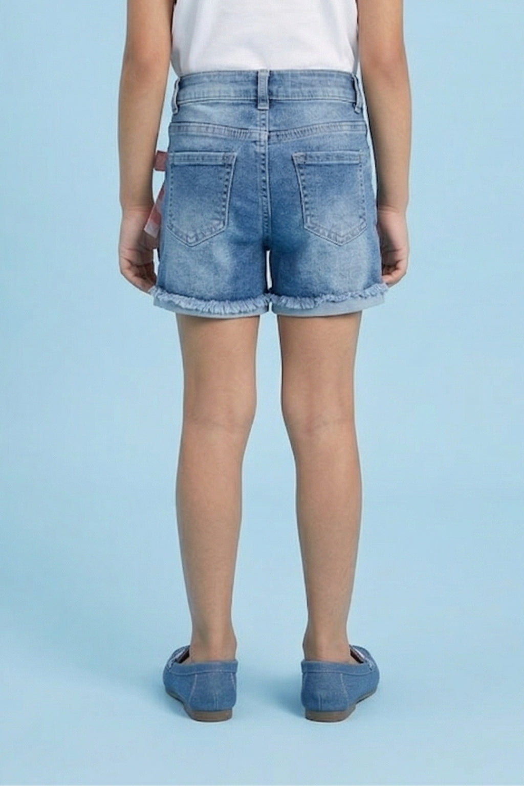 Light Blue Denim Shorts with Bow H933