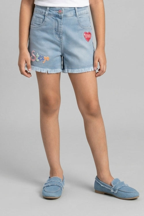 Light Blue Washed Denim Shorts H935