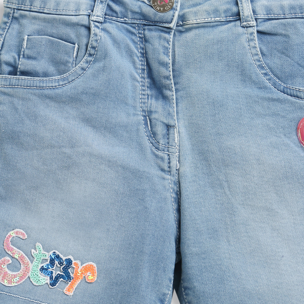 Light Blue Washed Denim Shorts H935