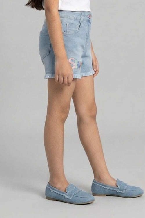 Light Blue Washed Denim Shorts H935