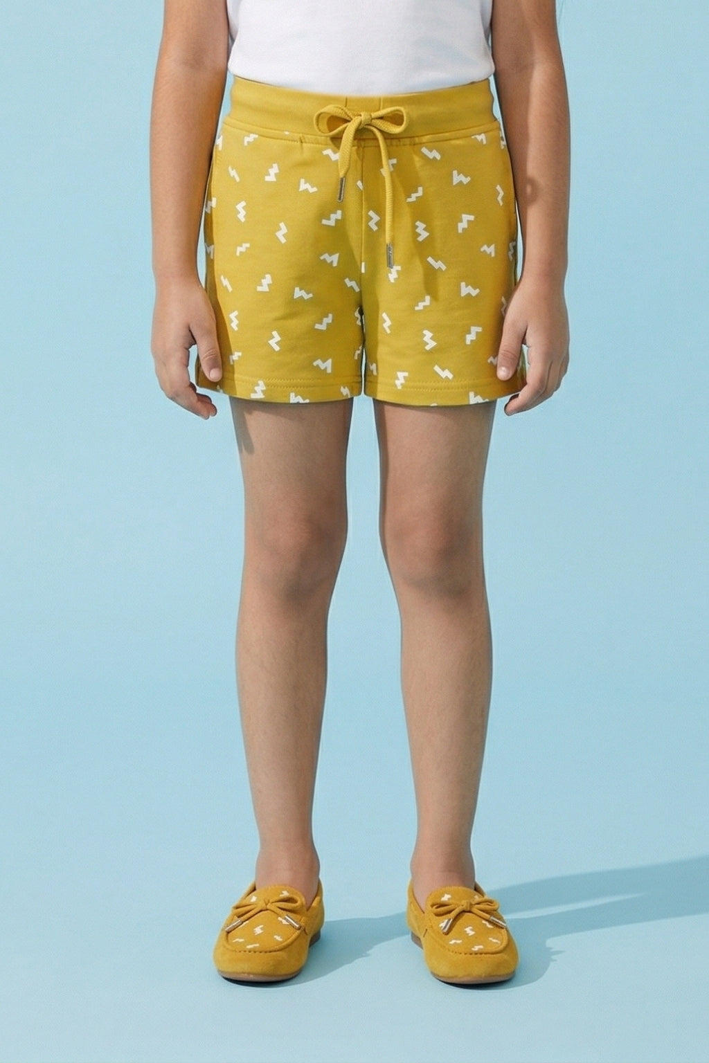 Mustard Leaf Print Shorts H938