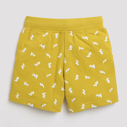 Mustard Leaf Print Shorts H938