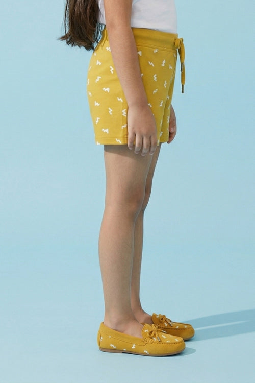 Mustard Leaf Print Shorts H938