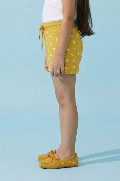 Mustard Leaf Print Shorts H938