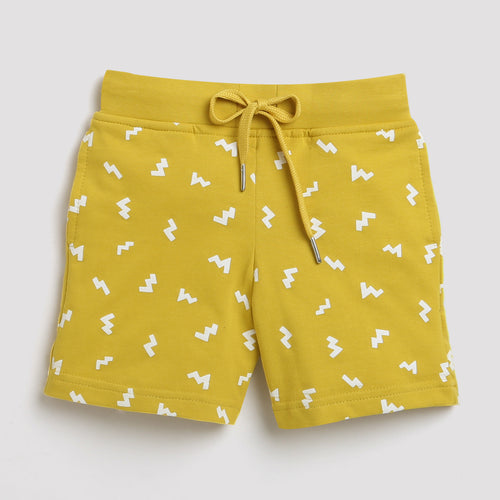Mustard Leaf Print Shorts H938