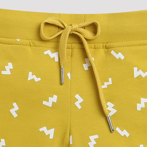 Mustard Leaf Print Shorts H938