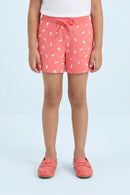 Coral Leaf Print Shorts H938