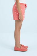 Coral Leaf Print Shorts H938