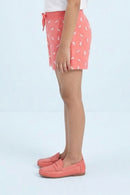 Coral Leaf Print Shorts H938