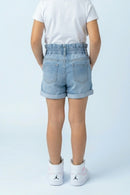 Light Blue Denim Shorts with Elastic Waist H955