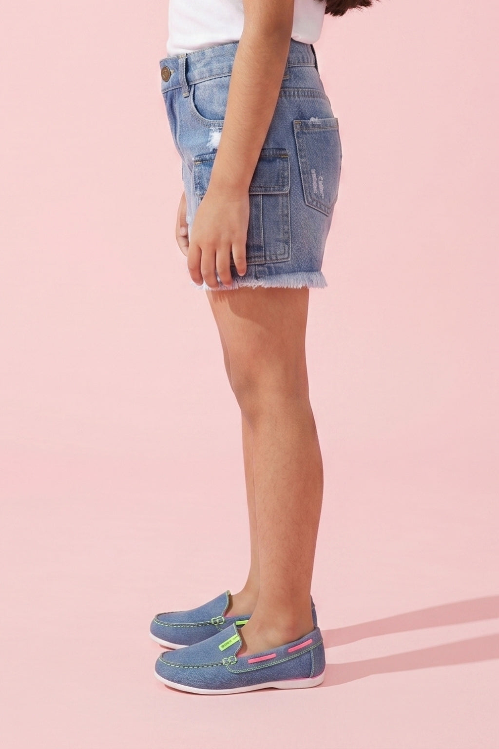 Light Blue Cargo Denim Shorts H982