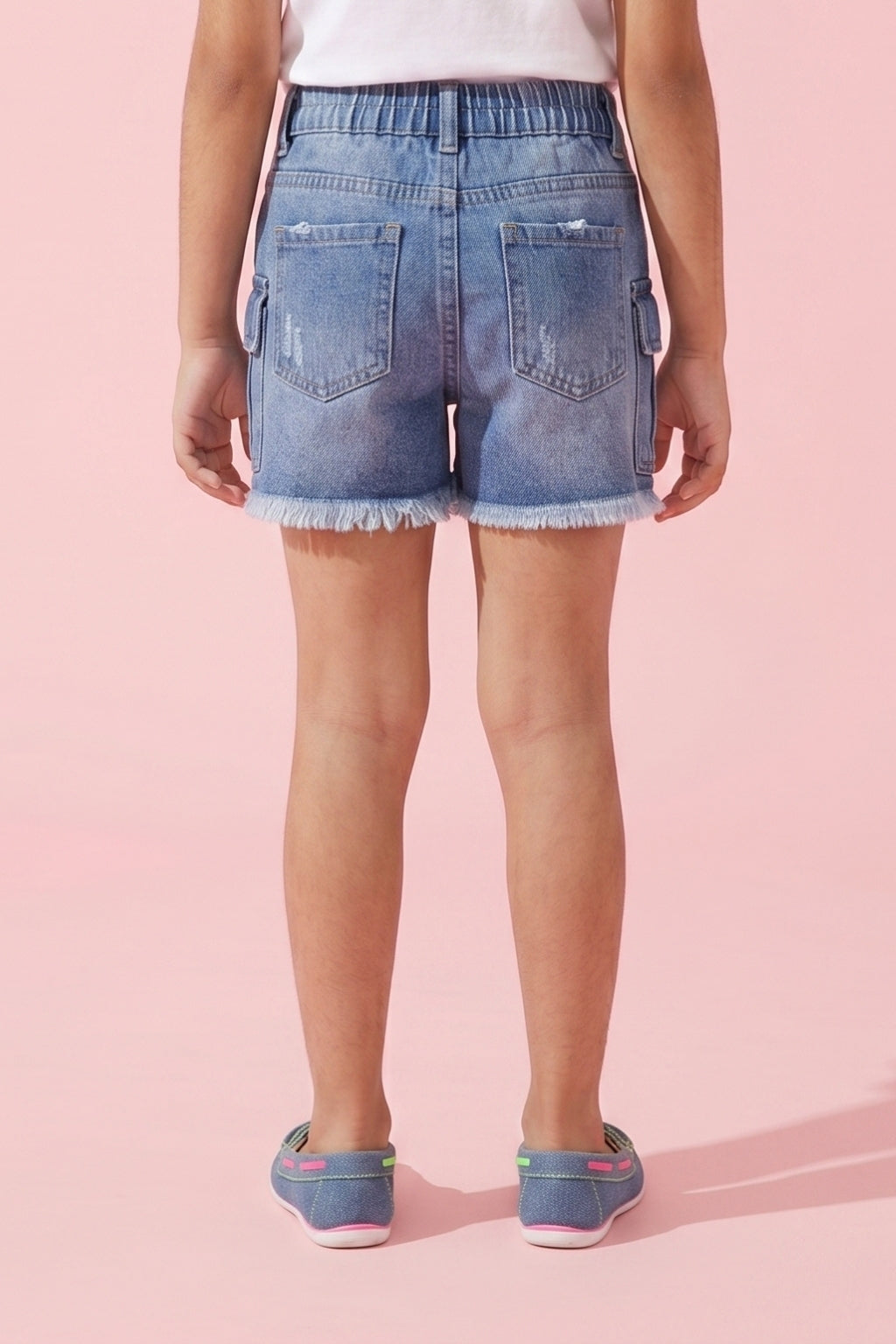 Light Blue Cargo Denim Shorts H982