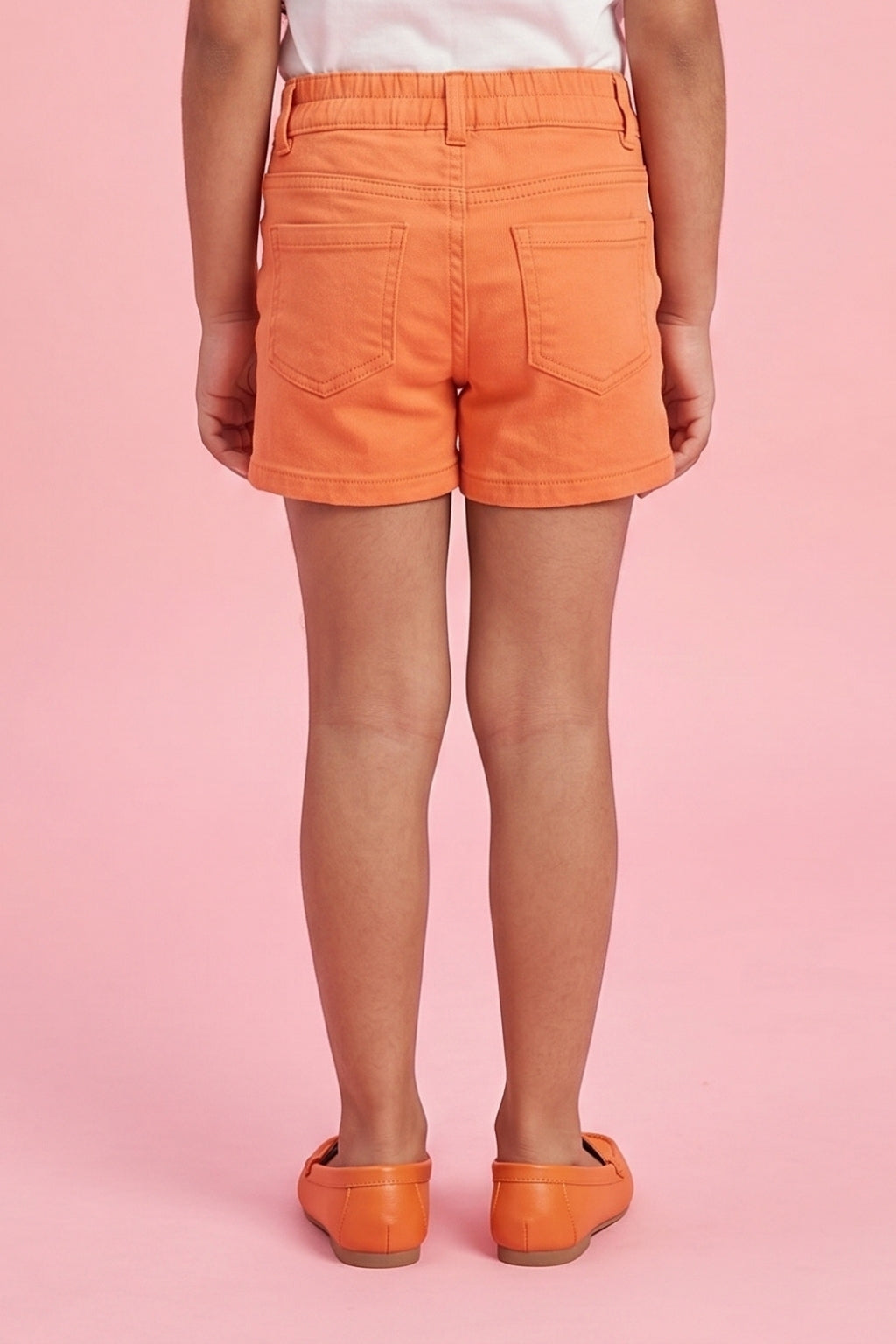 Bright Orange Summer Denim Shorts H986