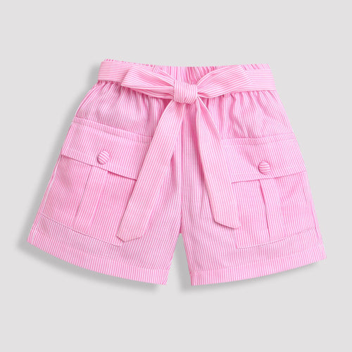 Pink Belt-Tie Cargo Shorts H987