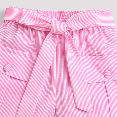 Pink Belt-Tie Cargo Shorts H987