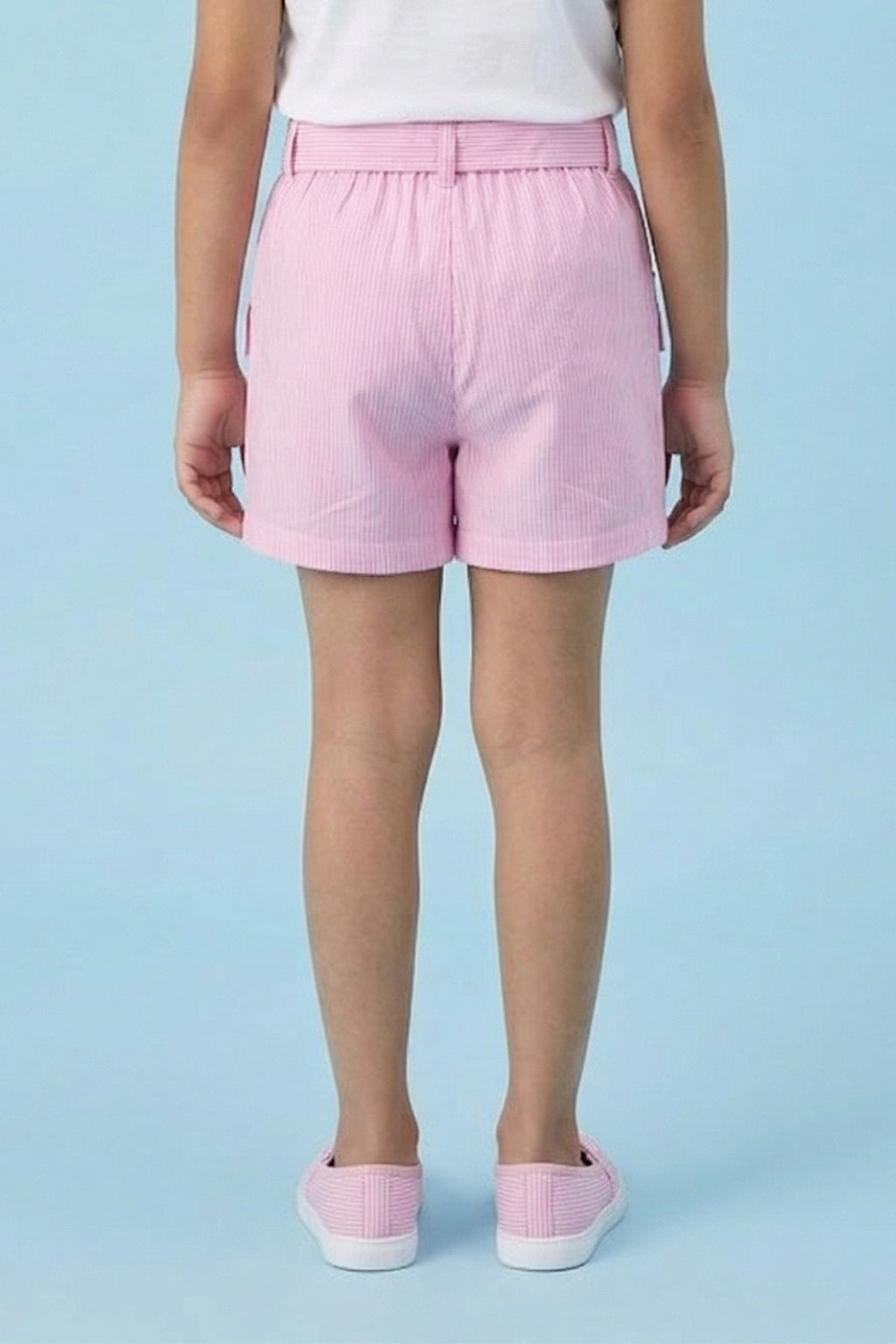 Pink Belt-Tie Cargo Shorts H987