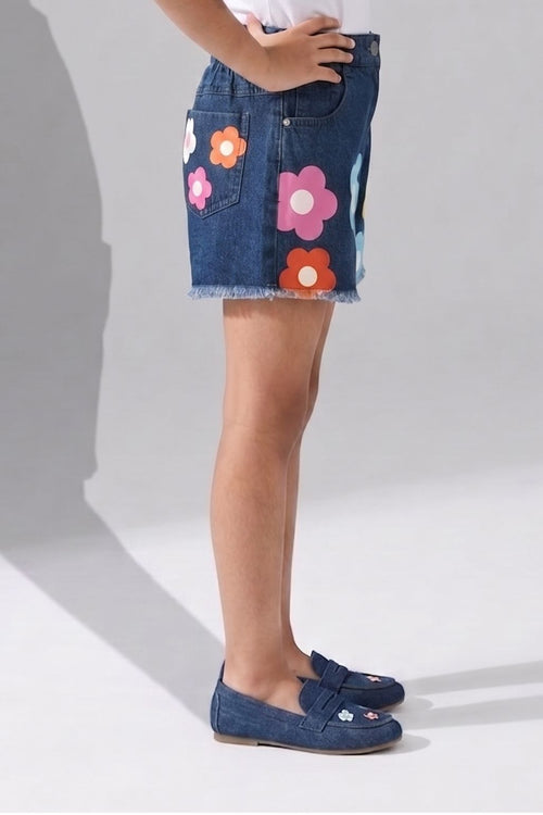 Floral Printed Denim Shorts H999