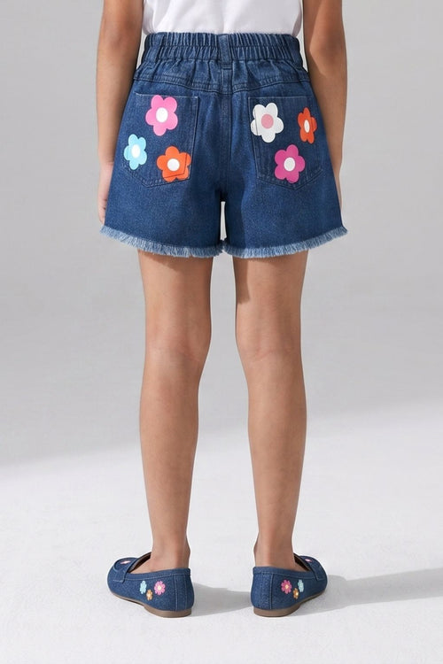 Floral Printed Denim Shorts H999