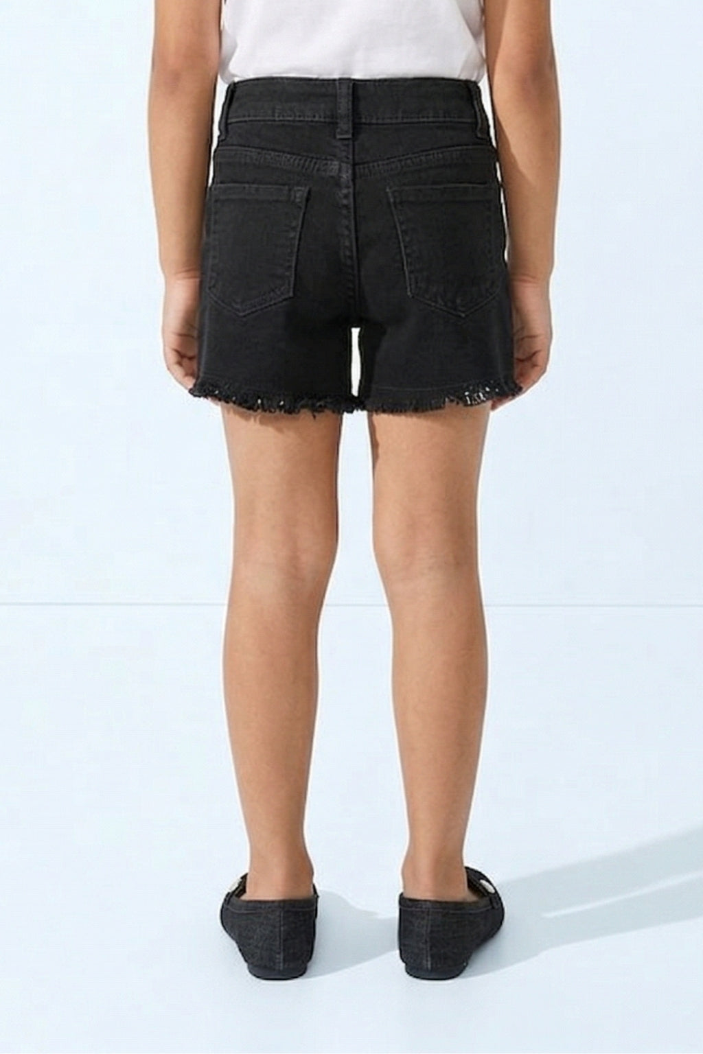 Black Denim High-Waist Shorts H846