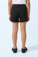 Black Denim High-Waist Shorts H846