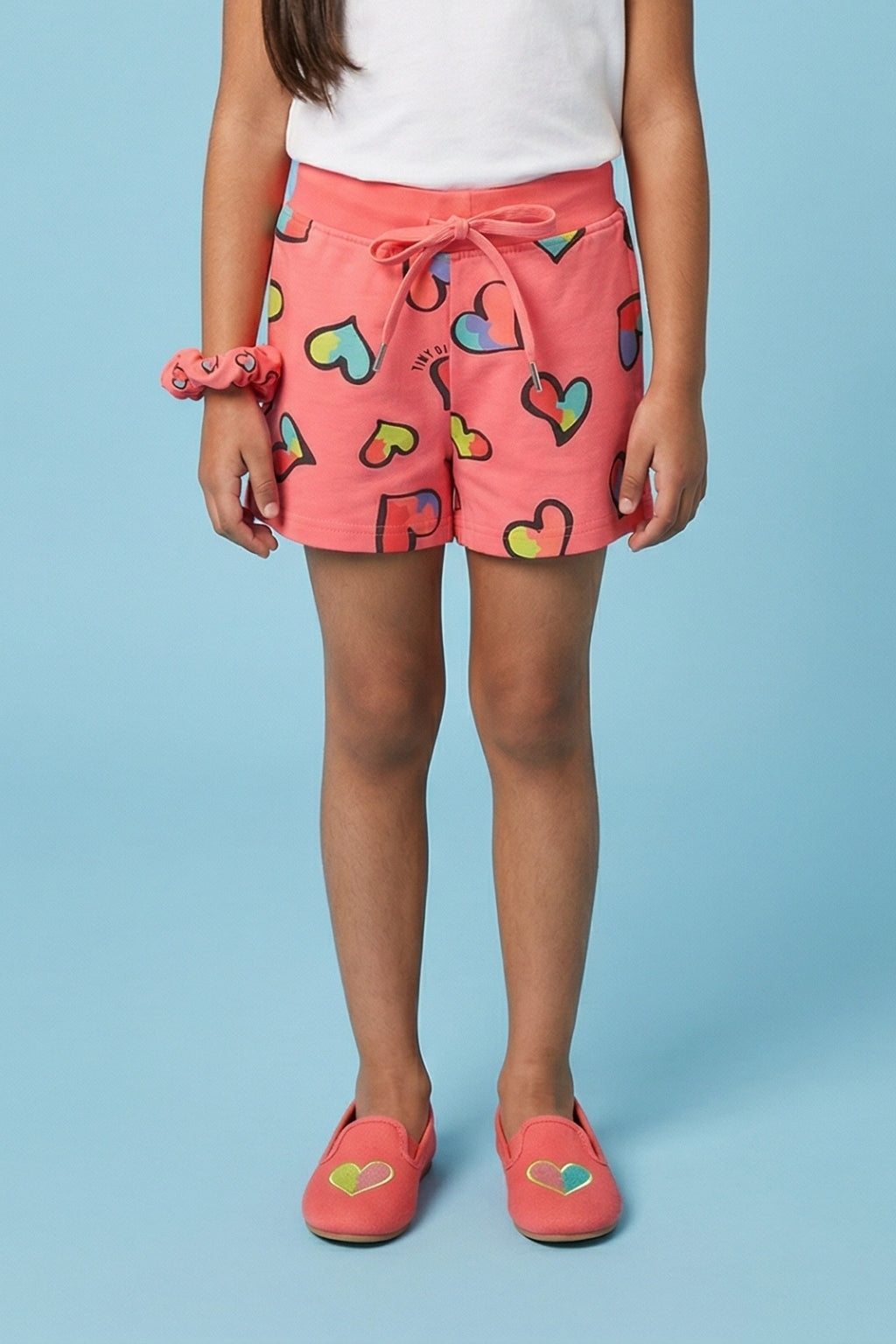 Coral Heart Print Shorts H874