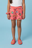 Coral Heart Print Shorts H874